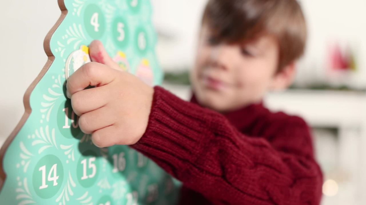 thumbnail video image 2 of Melissa & Doug Countdown to Christmas Wooden Magnetic Advent Calendar - Pink - FSC Certified, 2 of 10