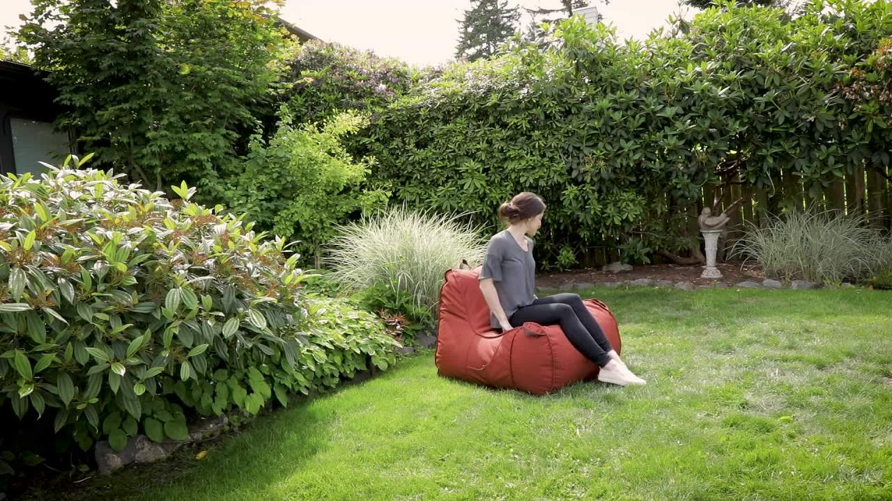 thumbnail video image 2 of Classic Accessories Montlake Frameless Indoor/Outdoor Bean Bag Chair, Heather Grey, 2 of 11