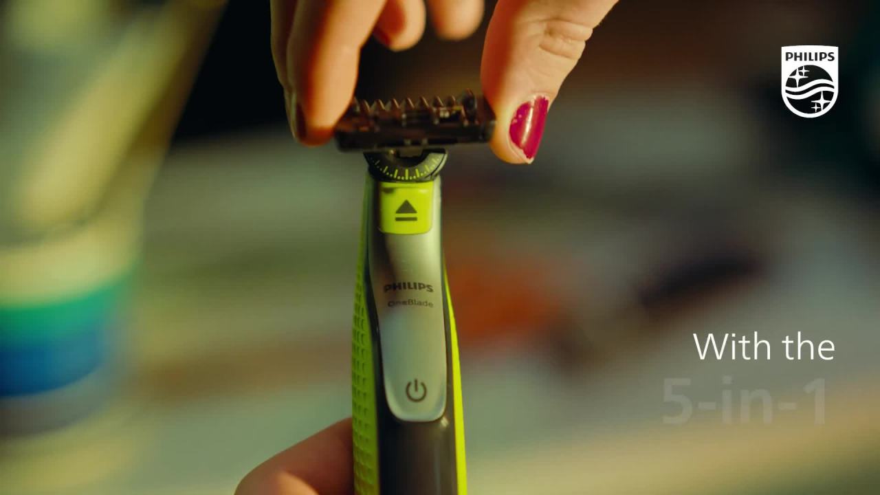 thumbnail video image 3 of Philips Norelco Oneblade 360 Face + Body, Hybrid Electric Razor and Beard Trimmer For Men with 5-In-1 Face Stubble Comb and Body Hair Trimmer Kit, QP2834/70, 3 of 9