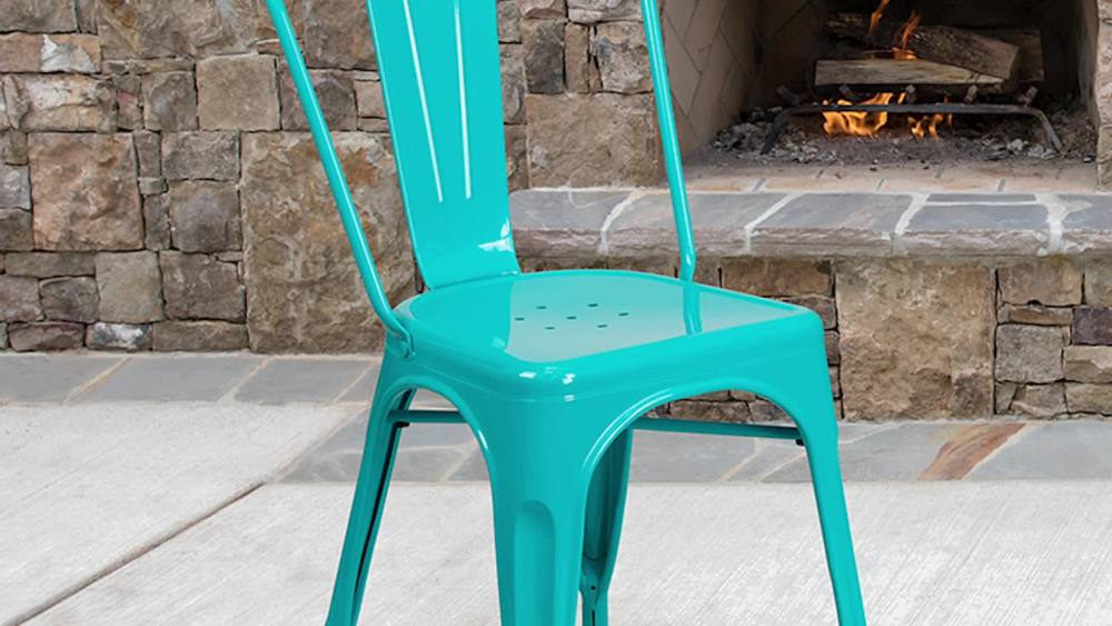 Flash Furniture Commercial Grade 4 Pack Orange Metal IndoorOutdoor