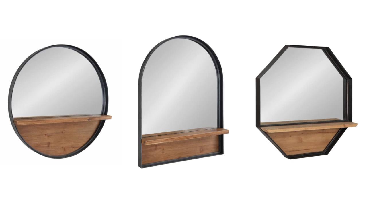 thumbnail video image 2 of Kate and Laurel Owing Farmhouse Arch Mirror, 24 x 32, Rustic Brown and Black, Large Modern Mirror for Wall, 2 of 7