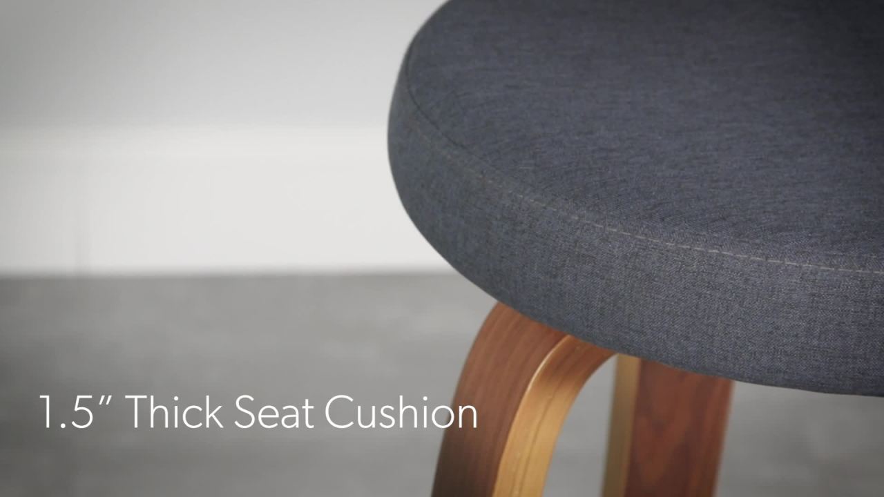 thumbnail video image 2 of OFM 161 Collection Mid Century Modern 30" Low Back Bentwood Frame Swivel Seat Stool with Vinyl Back and Seat Cushion, in Walnut/Black (161-WV30C-BLK), 2 of 19