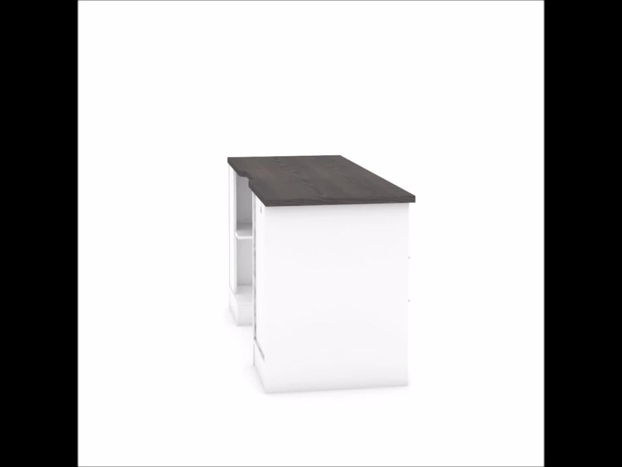 thumbnail video image 2 of Sauder Desk for Gaming with Charcoal Ash Accent Top, White Finish, 2 of 15