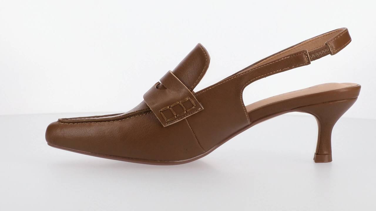 thumbnail video image 2 of Journee Womens Amory Kitten Heel Sling Back Loafer Style Pumps, Widths Available, 2 of 9