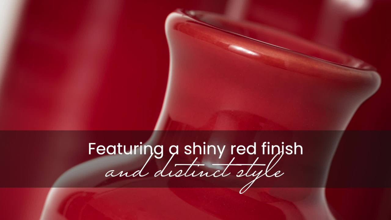 thumbnail video image 2 of Sullivans Set of 3 Small Ceramic Bottle Vases 5"H, 7.5"H & 10"H Red, 2 of 15