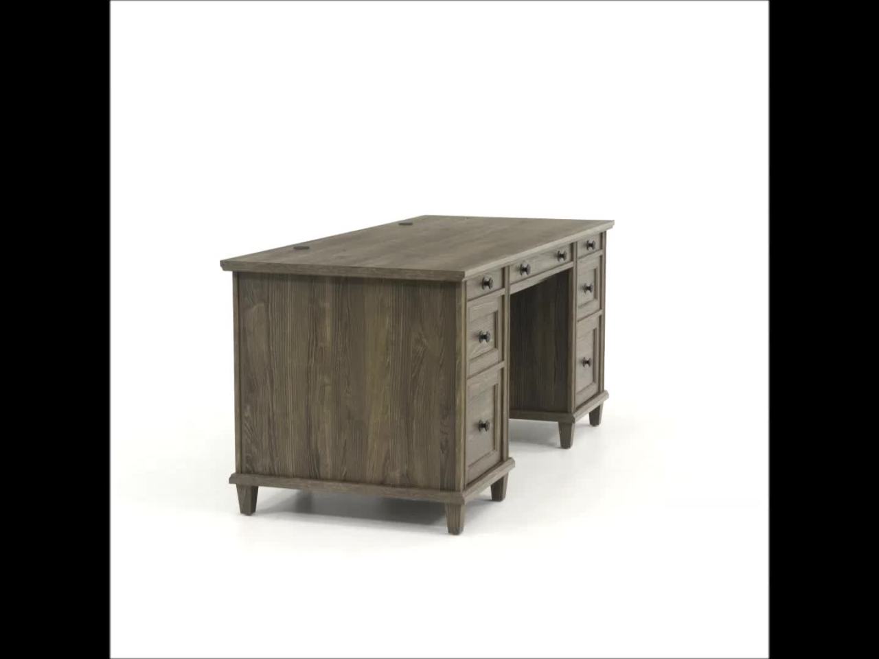 thumbnail video image 2 of Sauder Hammond Executive Desk, Emery Oak Finish, 2 of 13