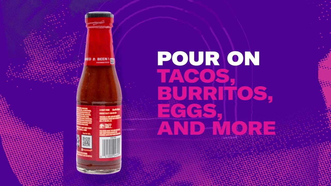thumbnail video image 2 of Taco Bell Fire Sauce, 7.5 oz Bottle, 2 of 16