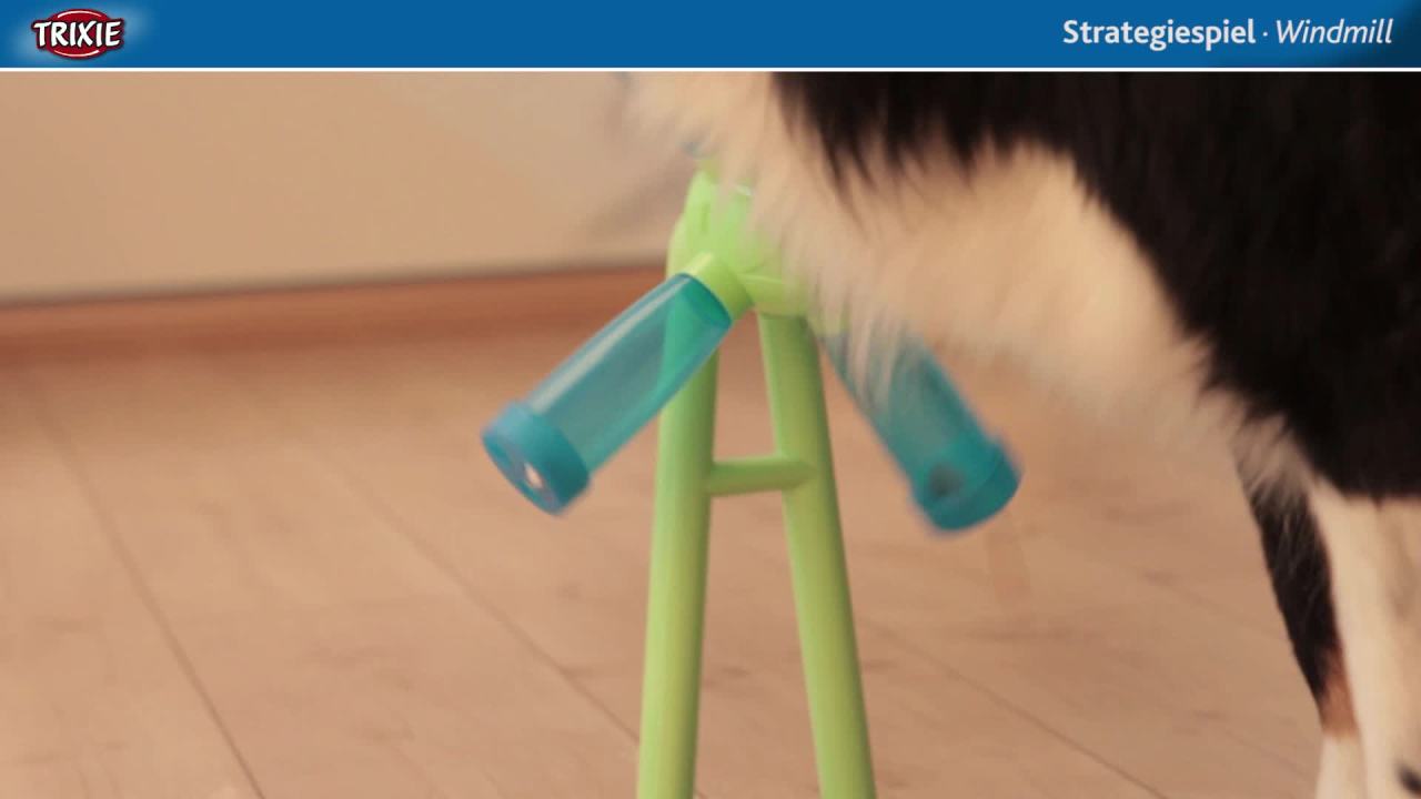 thumbnail video image 2 of TRIXIE Dog Activity Windmill Strategy Game, Level 1, Beginner Dog Puzzle Toy, Treat Dispenser, 2 of 8