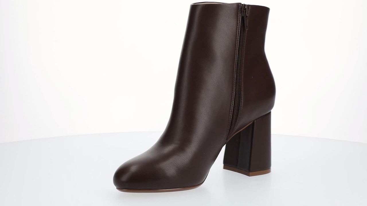 thumbnail video image 2 of Journee Kit Stacked Heel Pointed Toe Inside Zipper Comfort Dress Booties, 2 of 9