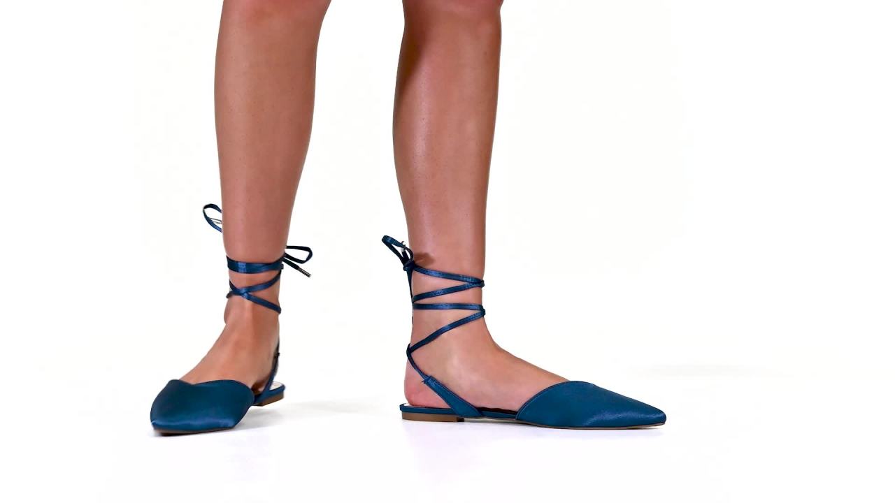 thumbnail video image 2 of Journee Womens Theia Tie Up Pointed Toe Ballet Flats, 2 of 10