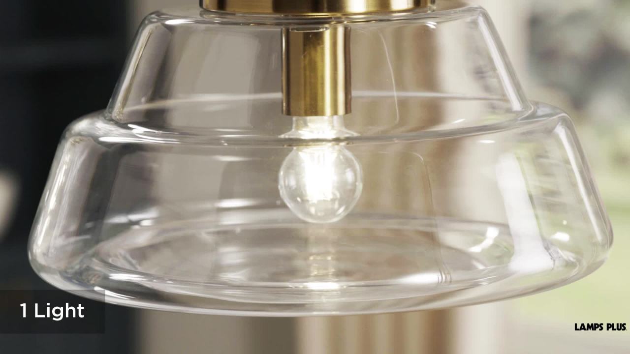 thumbnail video image 2 of Possini Euro Design Antique Brass Pendant Lighting 13" Wide Modern Industrial Clear Glass Shade Fixture for Dining Room Living Foyer Kitchen Island, 2 of 9