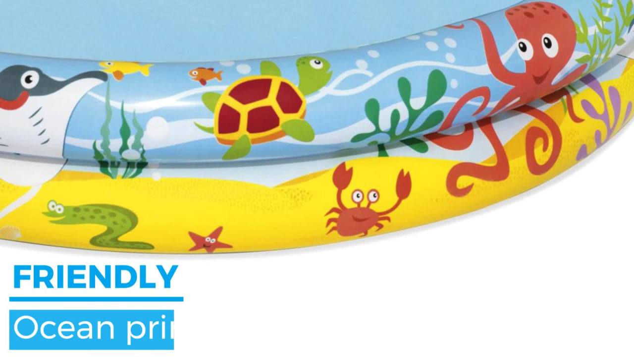 thumbnail video image 2 of H2OGO! 48in. Inflatable Circle Baby Pool with Beach Ball and Swim Ring, 2 of 9