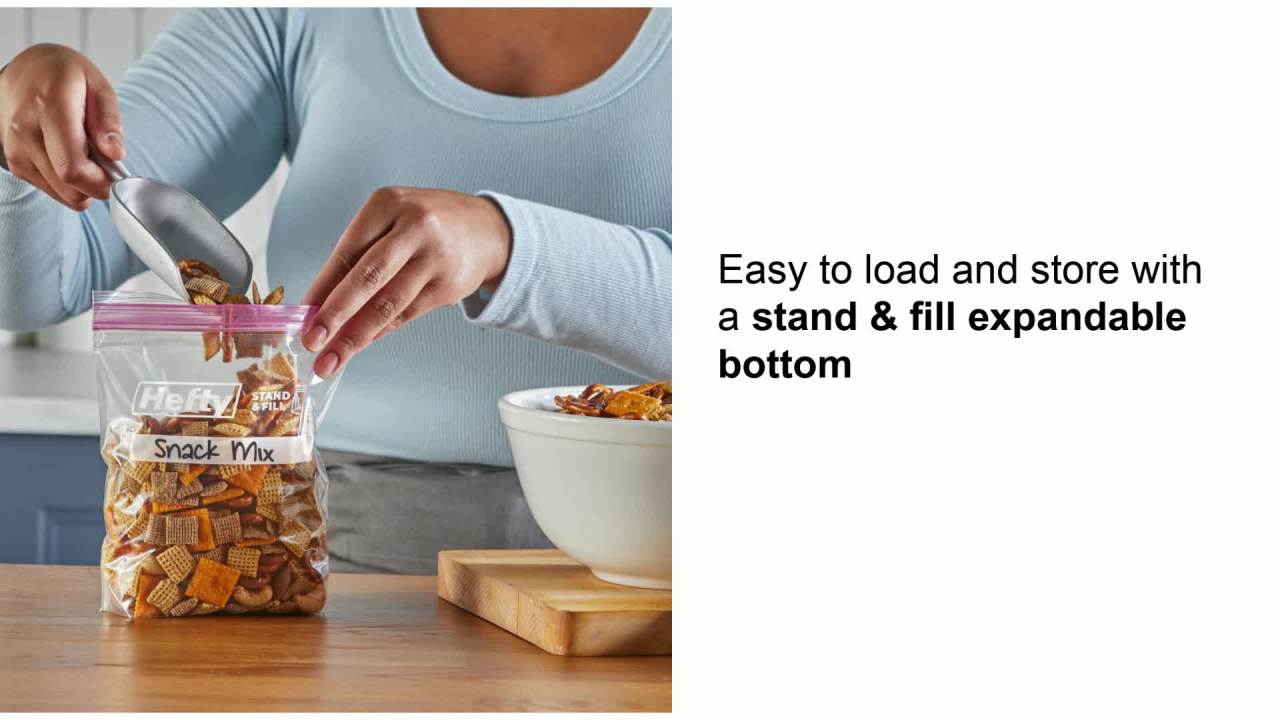 thumbnail video image 2 of (9 pack) Hefty Press to Close Gallon Food Storage Bags, 40 Count, 2 of 10