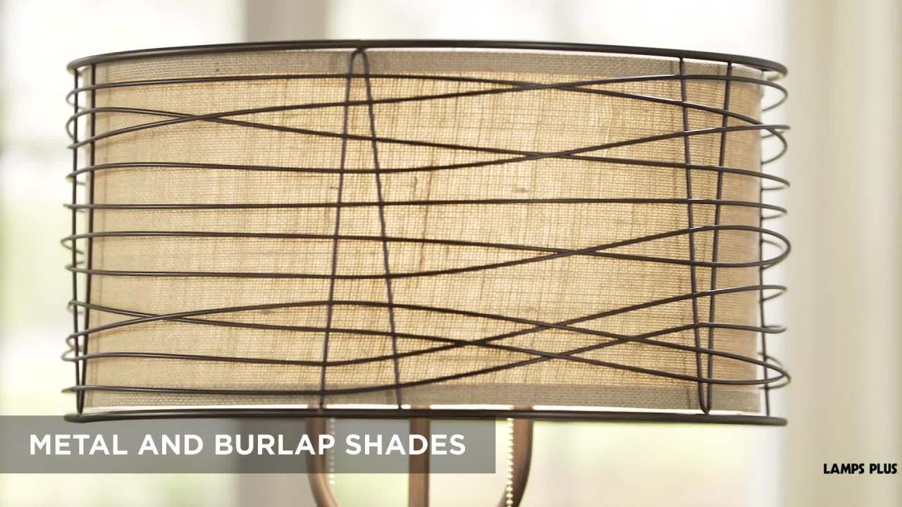 thumbnail video image 2 of Franklin Iron Works Marlowe Rustic Farmhouse Floor Lamp 60 1/2" Tall Bronze Metal Oster Woven Burlap Fabric Inner Drum Shade for Living Room Bedroom, 2 of 10