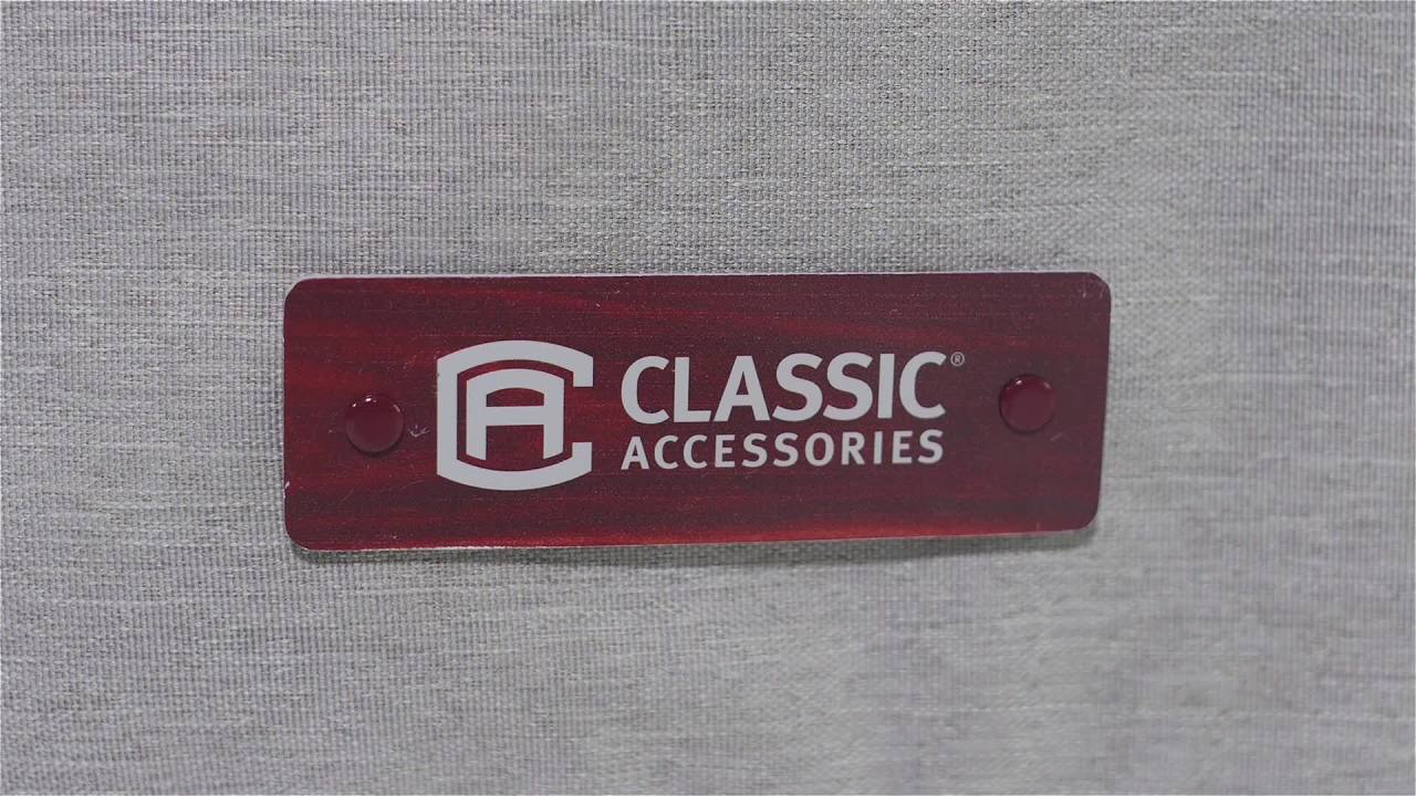 thumbnail video image 2 of Classic Accessories Montlake FadeSafe Water-Resistant 31.5 Inch Adirondack Patio Chair Cover, 2 of 17