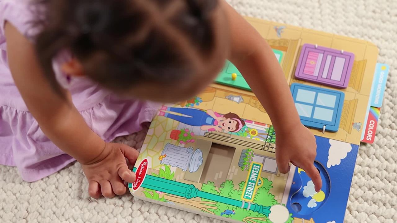 thumbnail video image 3 of Melissa & Doug® Ms. Rachel™ Sesame Street Wooden Daily Routines Activity Board Preschool Learning Toy for Boys and Girls - FSC Certified, 3 of 11