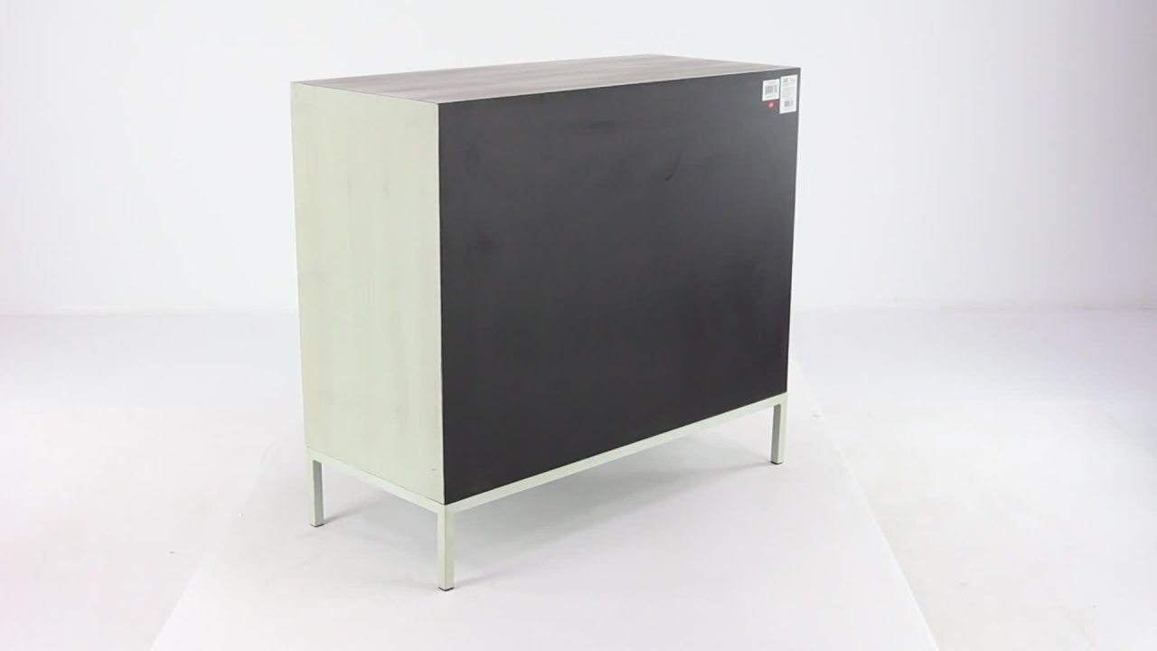 thumbnail video image 2 of DecMode 36" x 32" Cream Wood Chest with Ring Handles, 1-Piece, 2 of 18