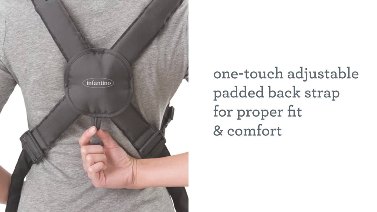 thumbnail video image 2 of Infantino Swift Classic Baby Carrier with Pocket and Wonder Cover Bib, 2-Position, Unisex, 8-25 lb, Black, 2 of 12