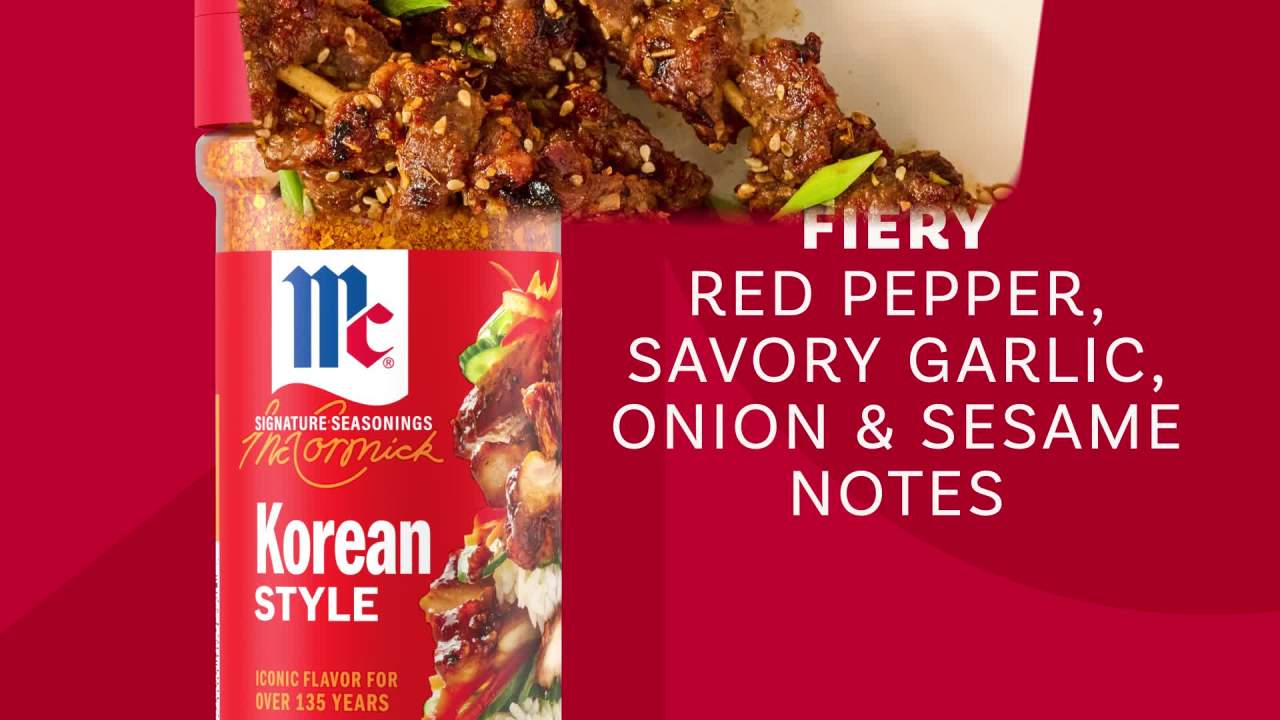 thumbnail video image 2 of McCormick Korean Style Seasoning, 5.96 oz Bottle, 2 of 22