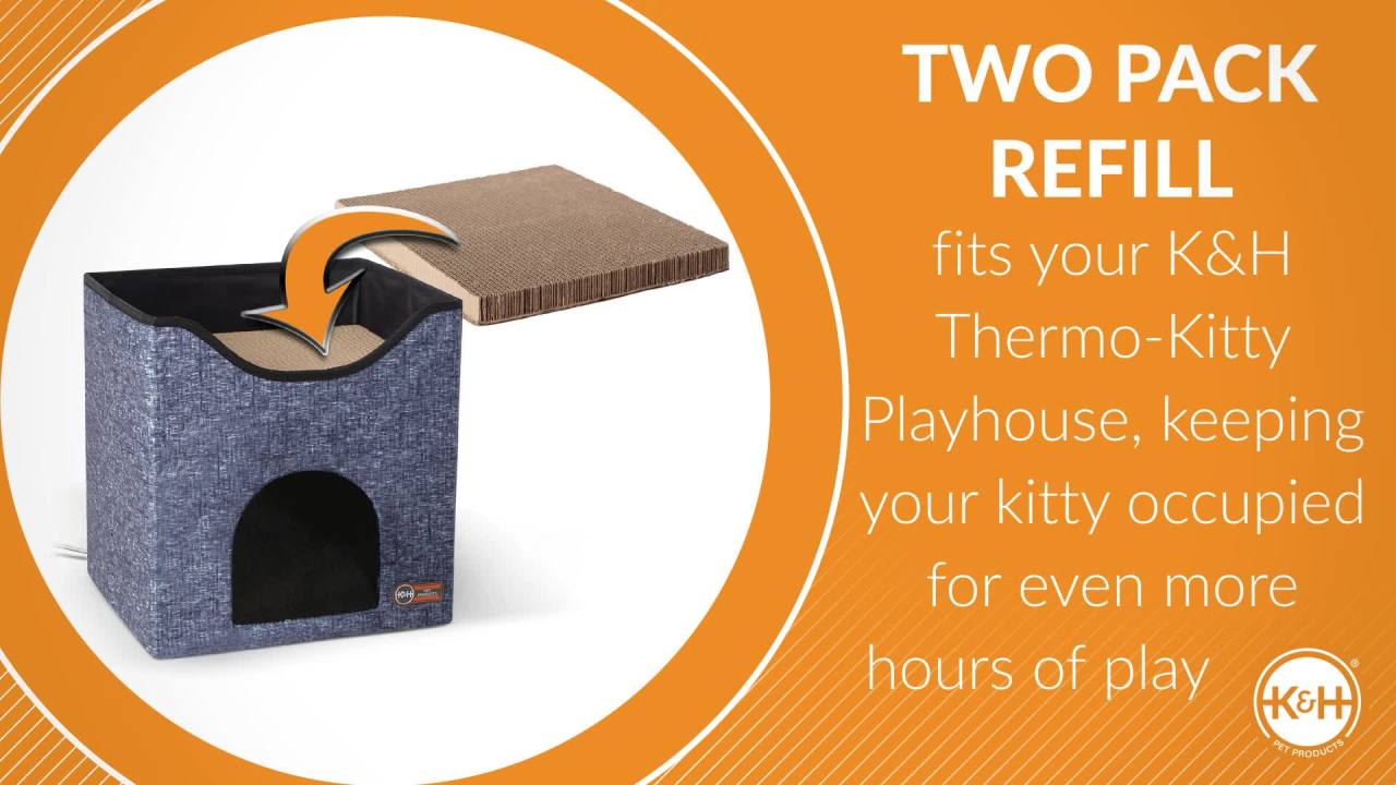 thumbnail video image 2 of K&H Pet Products Thermo-Kitty Playhouse Cardboard Refill Only (2-Pack) 12 X 14 Inches, 2 of 6