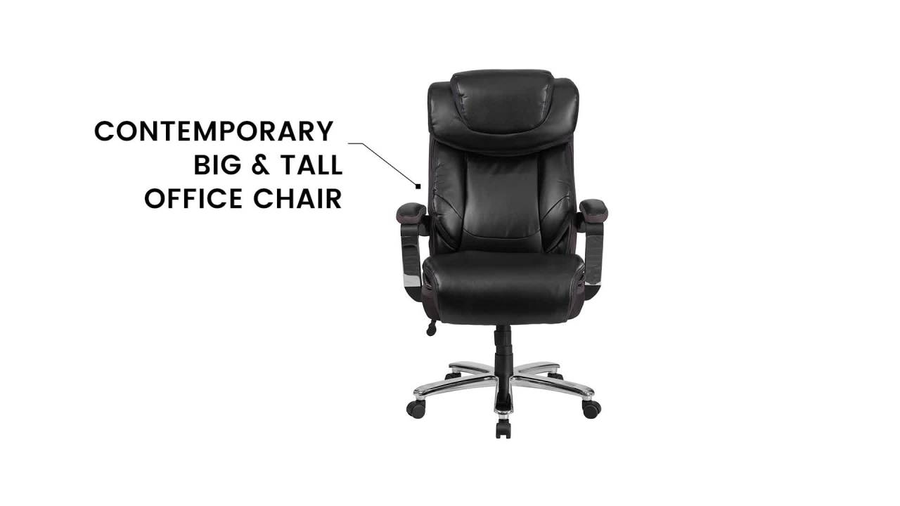 thumbnail video image 2 of Flash Furniture Hercules Series Big & Tall LeatherSoft High-Back Office Chair with Headrest, Brown, 2 of 14