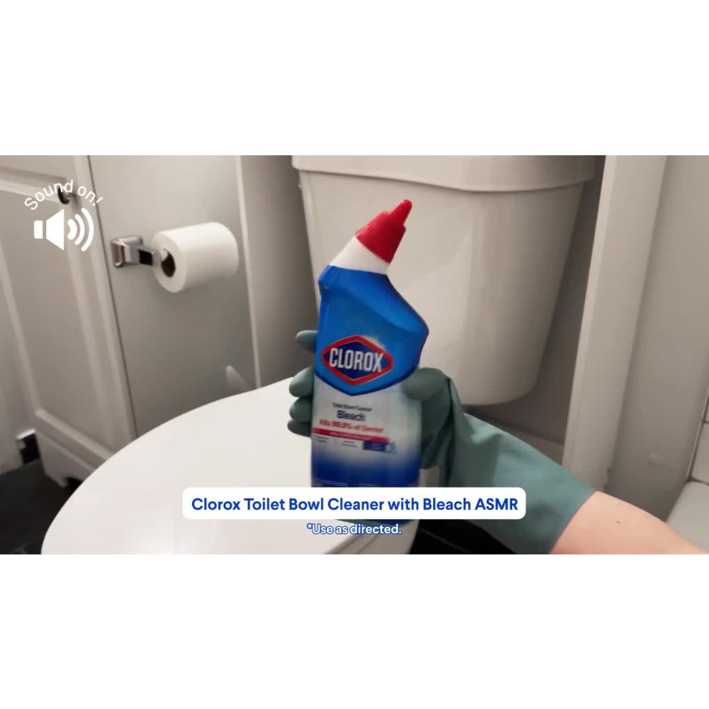 thumbnail video image 2 of Clorox Toilet Bowl Cleaner w/Bleach, Rain Clean, 24 fl oz, 2 of 12
