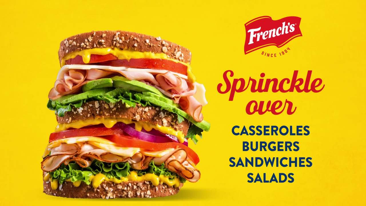 thumbnail video image 2 of French's Non-GMO Kosher Original Crispy Fried Onions, 2.8 oz Can, 2 of 27