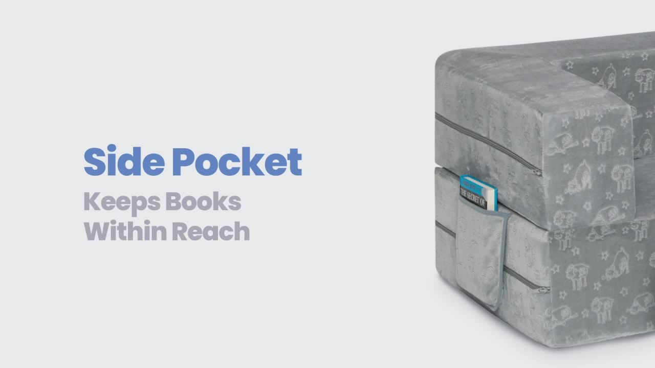 thumbnail video image 2 of Serta Perfect Sleeper Convertible Sofa and Play Set – Modular Foam Couch and Flip Out Lounger with 2 Ottomans, Pink, 2 of 12