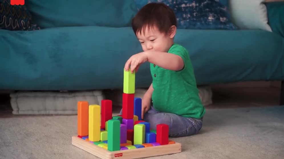 thumbnail video image 3 of Fisher-Price Wooden Stack & Sort Animals Stacking Toy for Development Play, Baby & Toddler 1Y+, 10 Pcs, 3 of 9