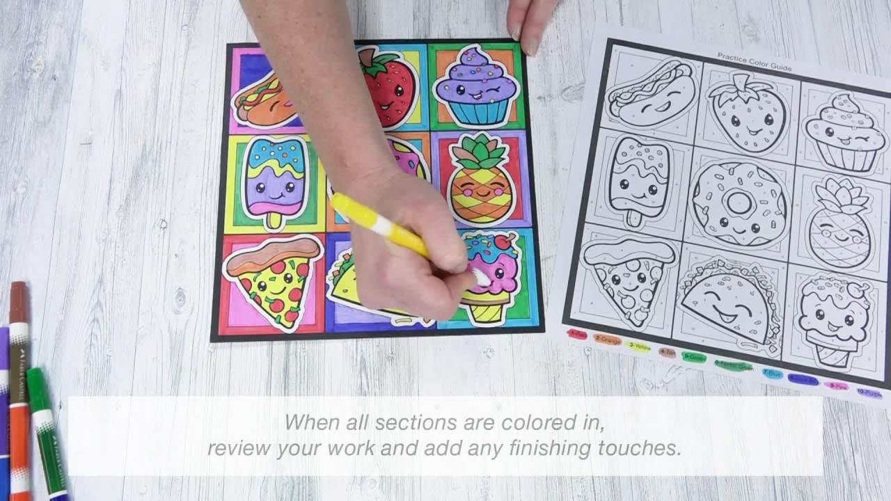 thumbnail video image 2 of Faber-Castell Color by Number Foodie Friends- Child Art Activity for Boys and Girls Ages 6-8+, 2 of 7