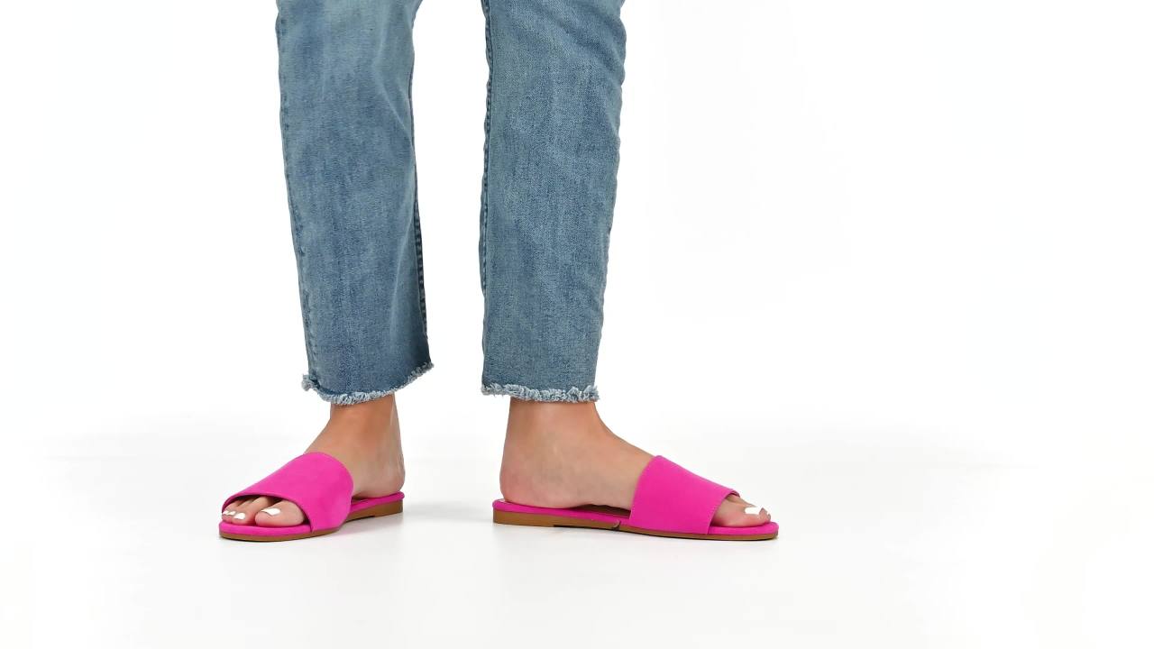 thumbnail video image 2 of Journee Womens Kolinna Slip On Slide Flat Sandals, Widths Available, 2 of 10