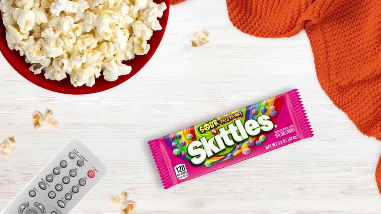 thumbnail video image 2 of Skittles Sours Wild Berry Chewy Candy, Share Size- 3.3 oz pack, 2 of 10