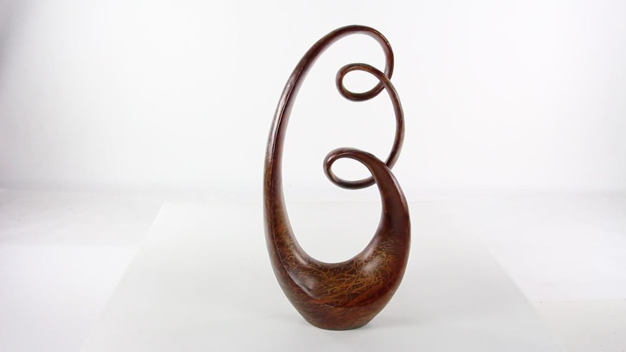 thumbnail video image 2 of DecMode Modern 31 x 14 inch brown polystone abstract loop sculpture, 2 of 8