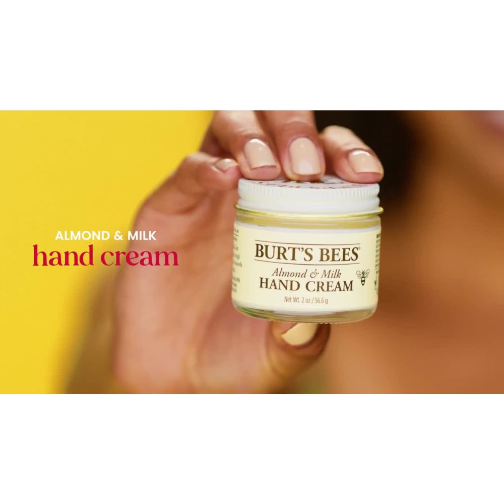 thumbnail video image 2 of Burt's Bees Almond and Milk Hand Cream for Dry Skin, 2 Oz, 2 of 6