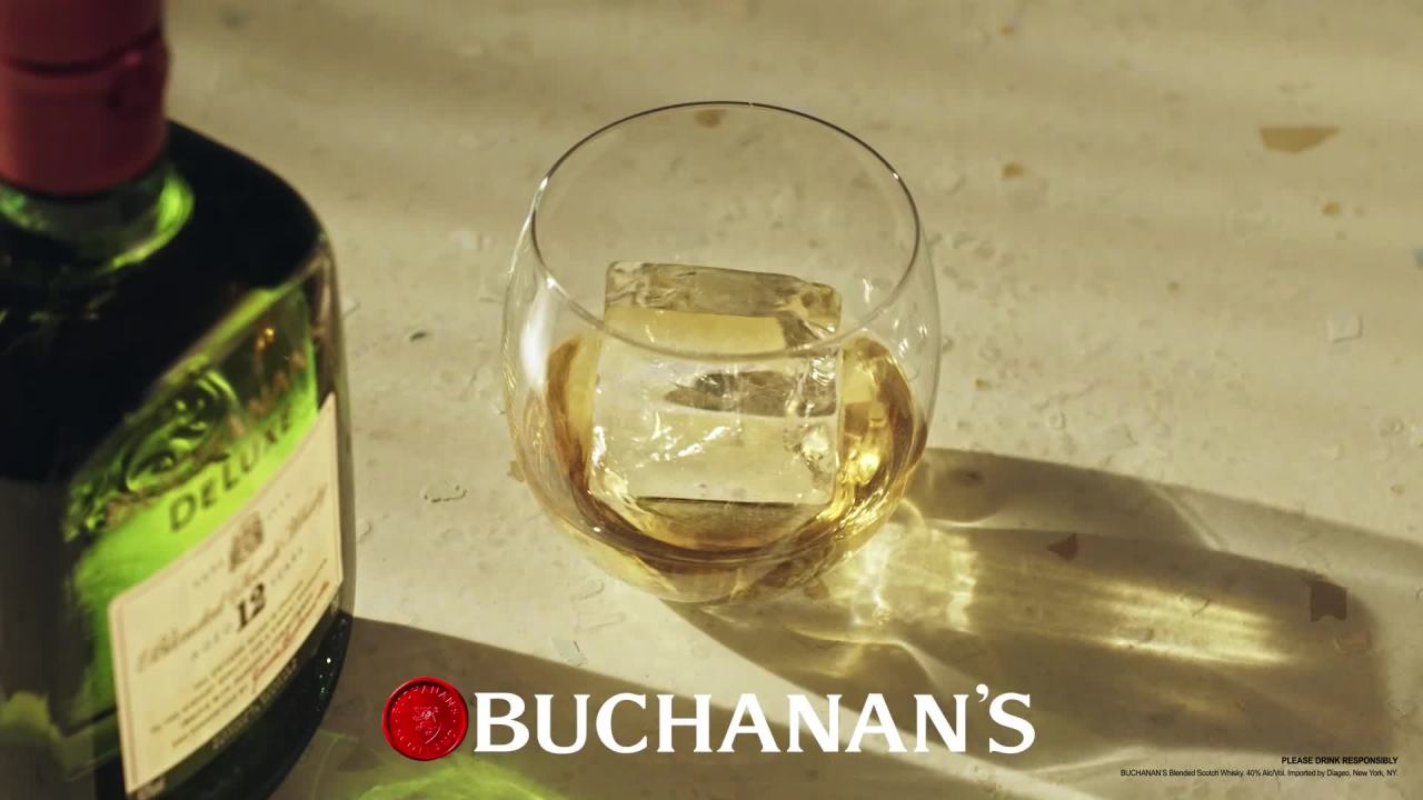 thumbnail video image 2 of Buchanan's DeLuxe Aged 12 Years Blended Scotch Whisky, 750 ml Bottle, 40% ABV, with 2 Glasses, 2 of 9
