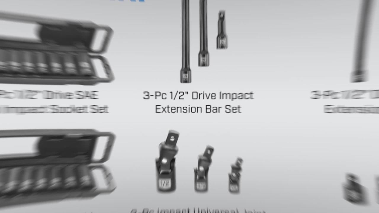 thumbnail video image 2 of HART 3 Piece Socket Wrenches & Sets Impact Universal Joint, Chrome Vanadium Steel, 2 of 7