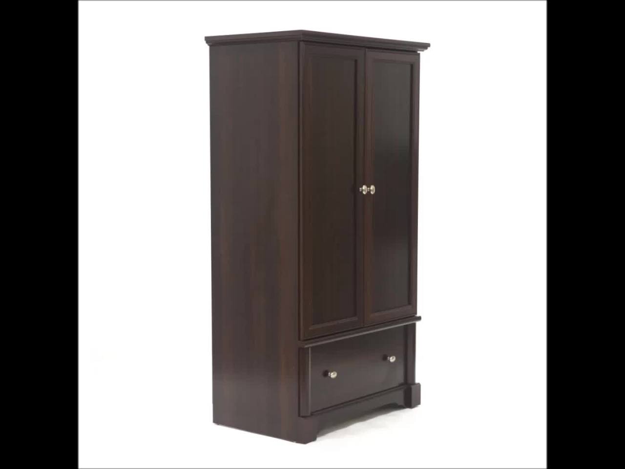 thumbnail video image 2 of Sauder Palladia Armoire, Select Cherry Finish, 2 of 9