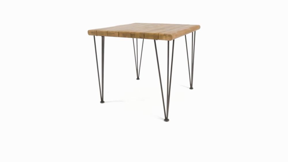 Noble House Zion Acacia Wood and Iron Outdoor Dining Table in Natural - image 2 of 6