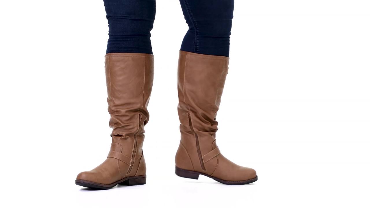 thumbnail video image 2 of Journee Womens Stormy Extra Wide Calf Stacked Heel Riding Boots, 2 of 10