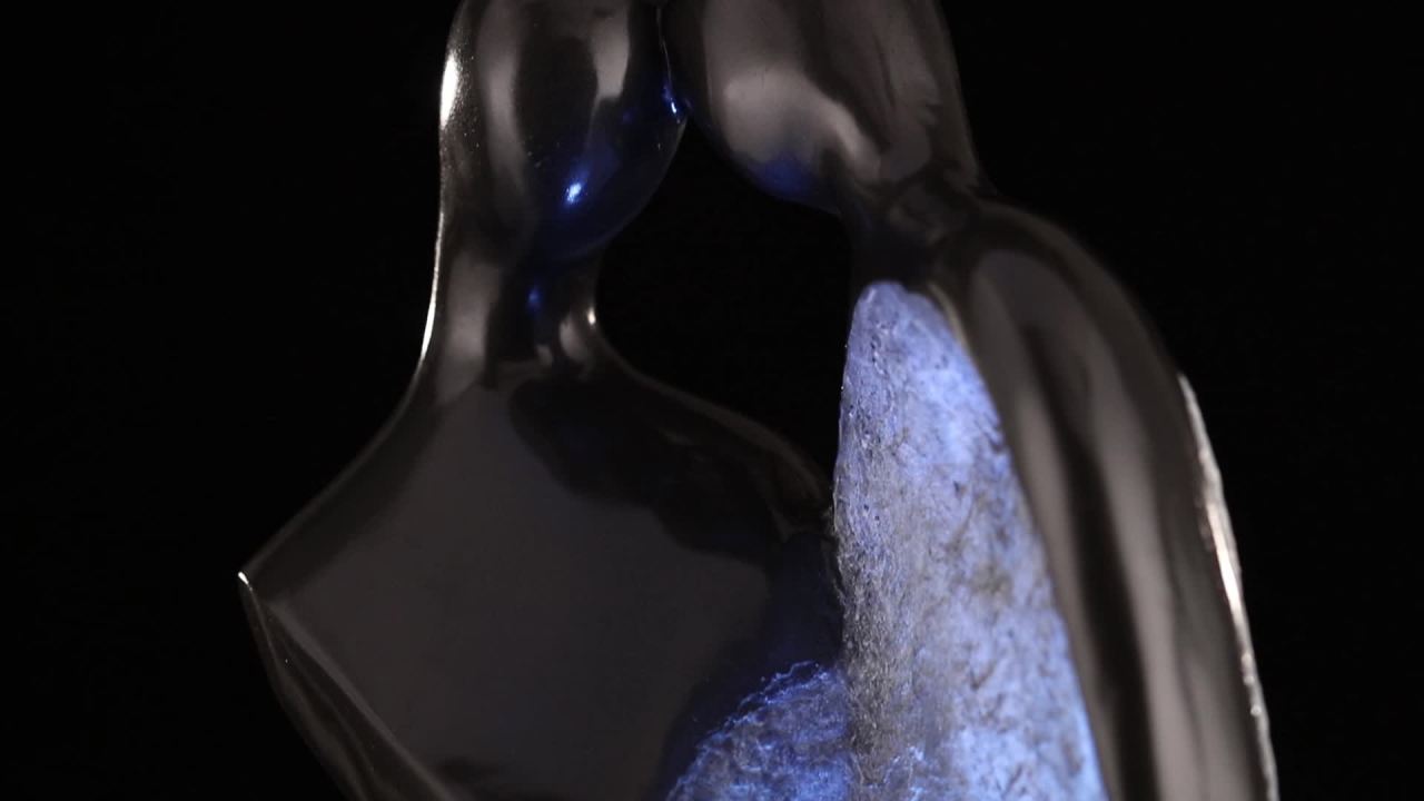 thumbnail video image 2 of Modern Couple 47" High Large Indoor Outdoor Decor Black Resin Floor Fountain with Light LED Outside Garden Patio, 2 of 8