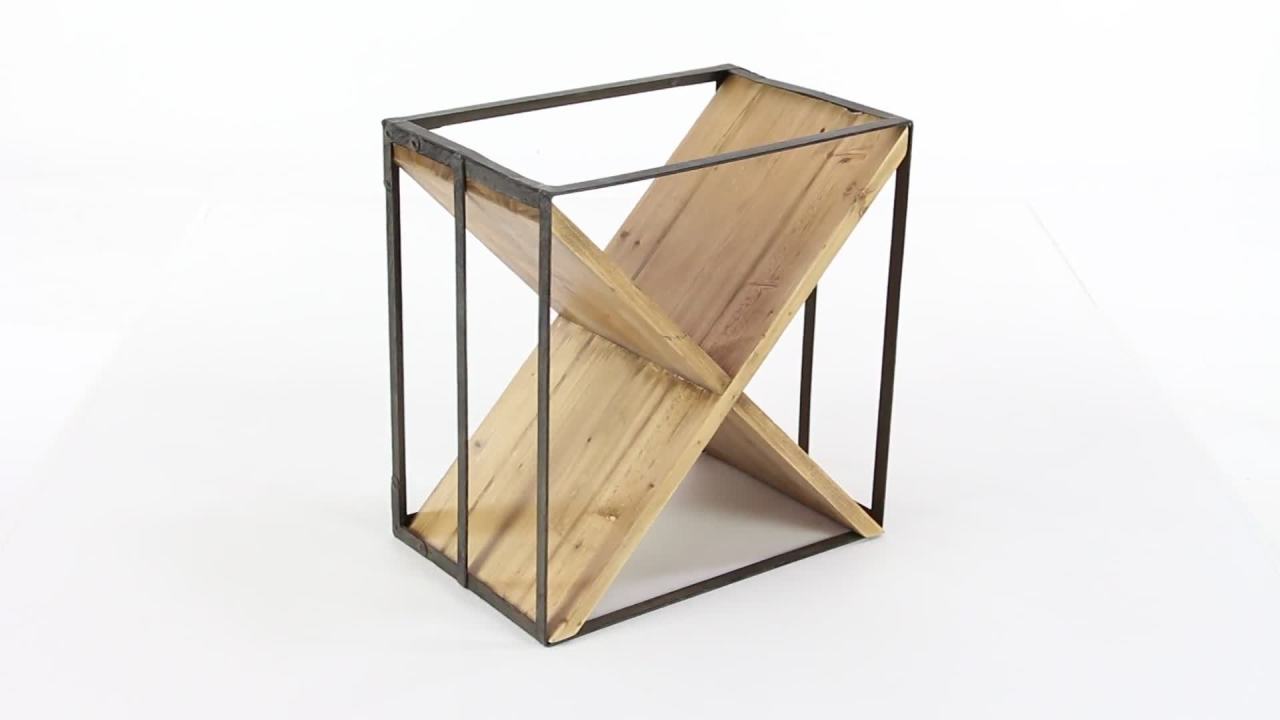 thumbnail video image 2 of 9- Bottle Black Wine RackDecMode 15" x 16" Black Wood 9 Bottle Wine Rack, 1-Piece, 2 of 12