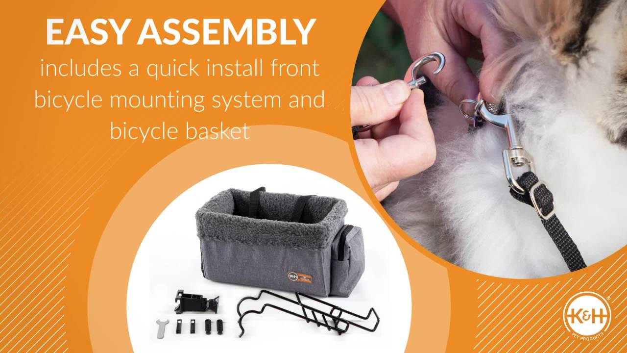 thumbnail video image 2 of K&H Pet Products Travel Bike Basket for Pets Classy Gray Small 9 X 12.5 X 8 Inches, 2 of 8