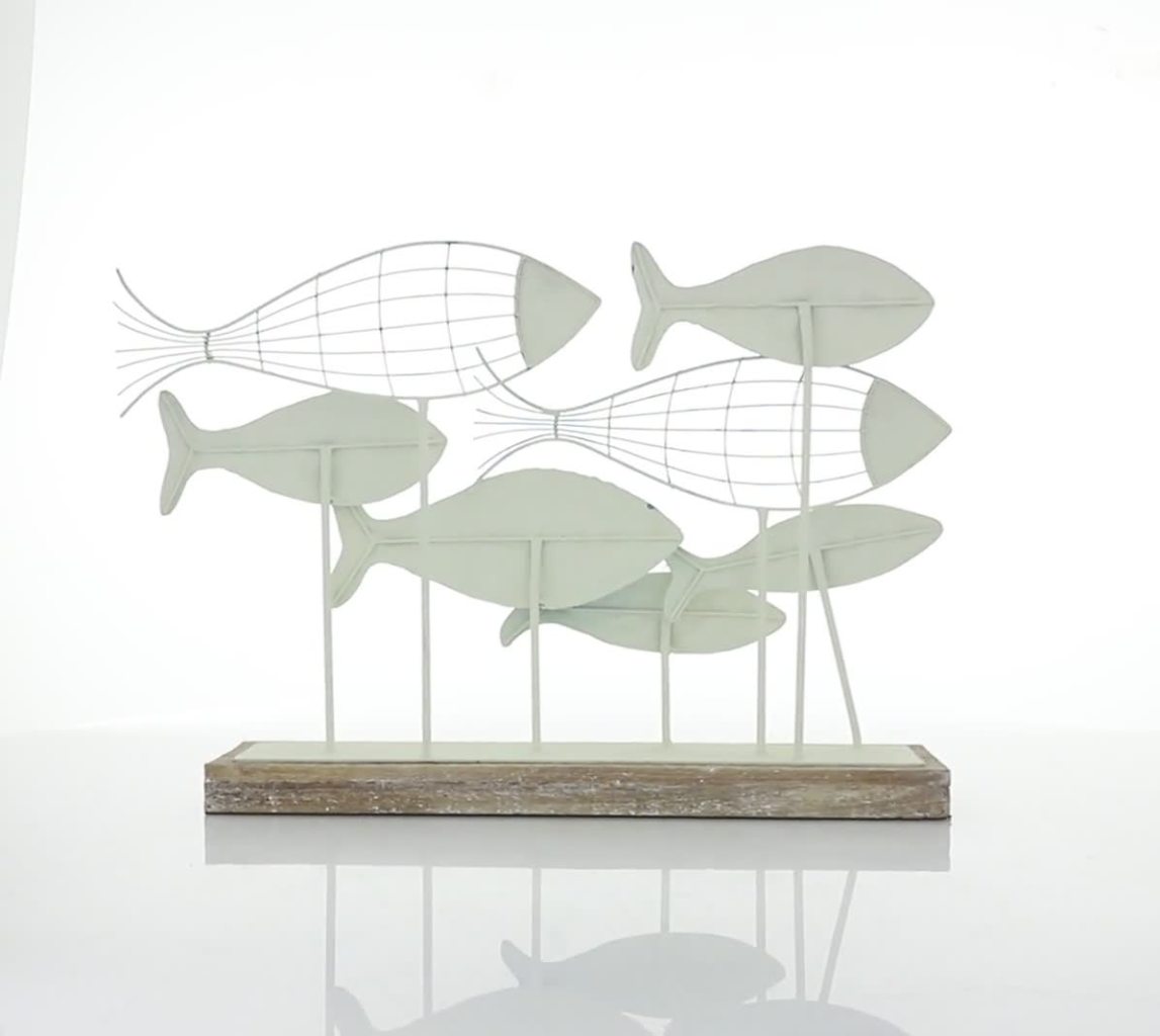 thumbnail video image 2 of 22" x 15" Blue Metal Fish Sculpture, by DecMode, 2 of 10