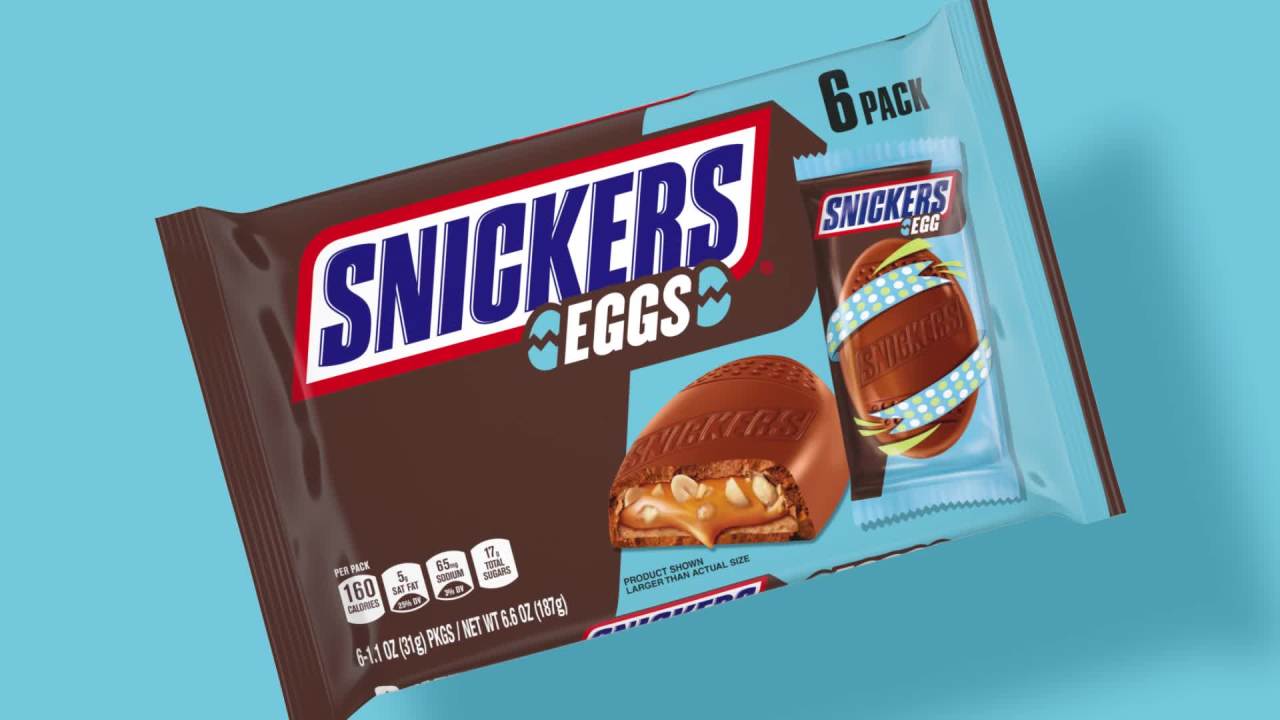 thumbnail video image 2 of Snickers Eggs Milk Chocolate Easter Basket Stuffers - 6 Ct Pack, 2 of 13