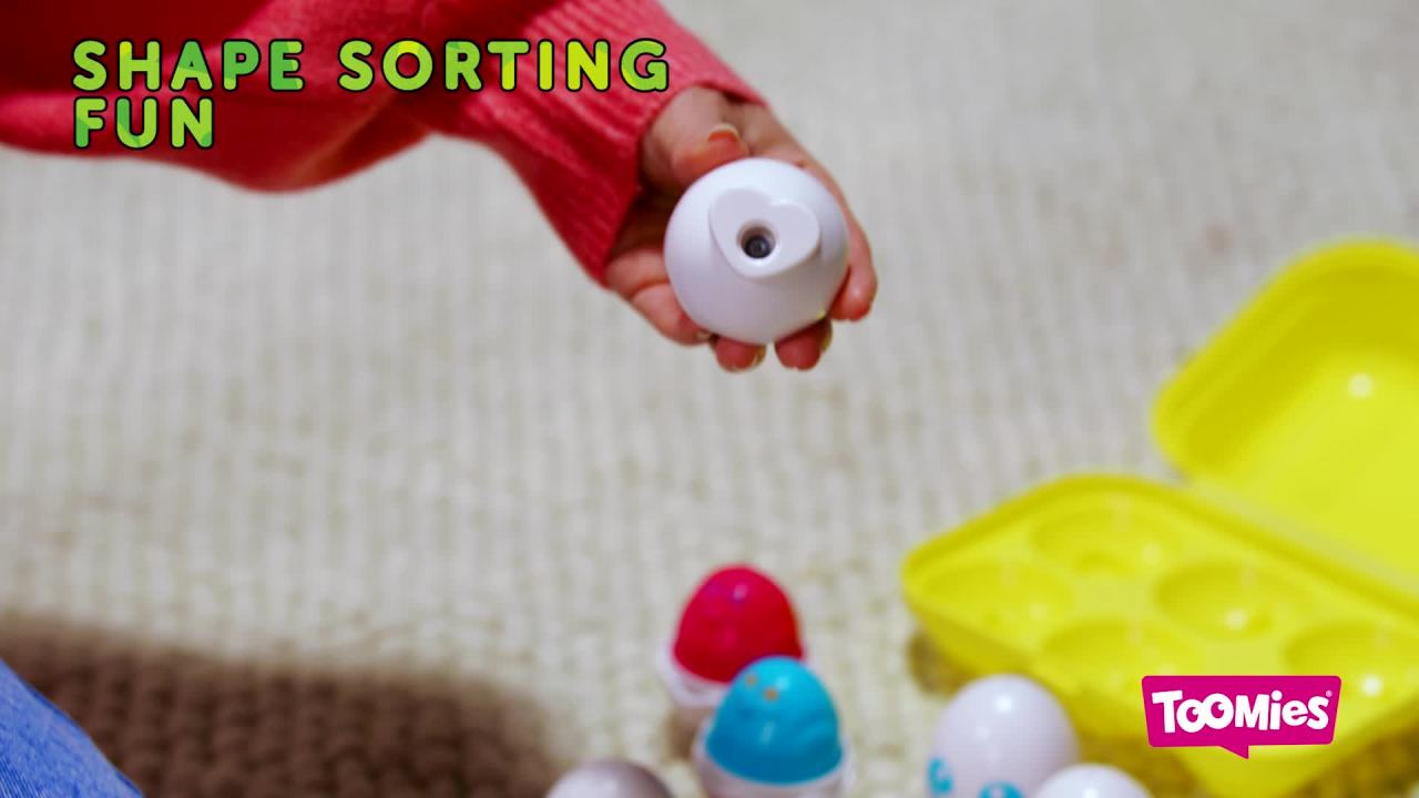 thumbnail video image 2 of Toomies Hide & Squeak Eggs - Sorting & Matching Toy, 2 of 6