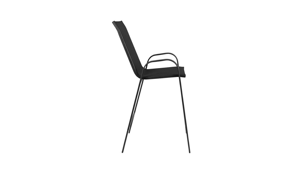 thumbnail video image 2 of Flash Furniture 4 Pack Brazos Series Black Outdoor Barstool with Flex Comfort Material and Metal Frame, 2 of 16
