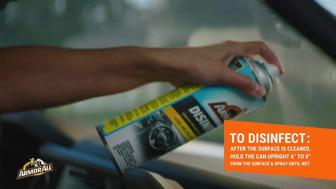 thumbnail video image 2 of Armor All Disinfectant Cleaner - 19 OZ Aerosol Disinfectant for Interior Automotive Surfaces, Kills 99.9% of Bacteria and Viruses*, 2 of 14