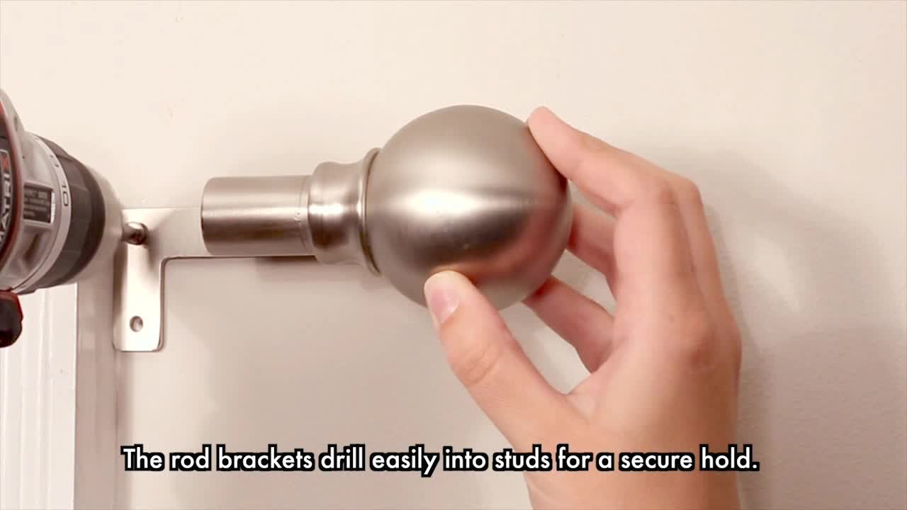 thumbnail video image 2 of Smart Rods No Measuring Easy Install Adjustable Drapery Window Rod, 48 to 120 in., with Cap Finials, Oil Rubbed Bronze, 2 of 9