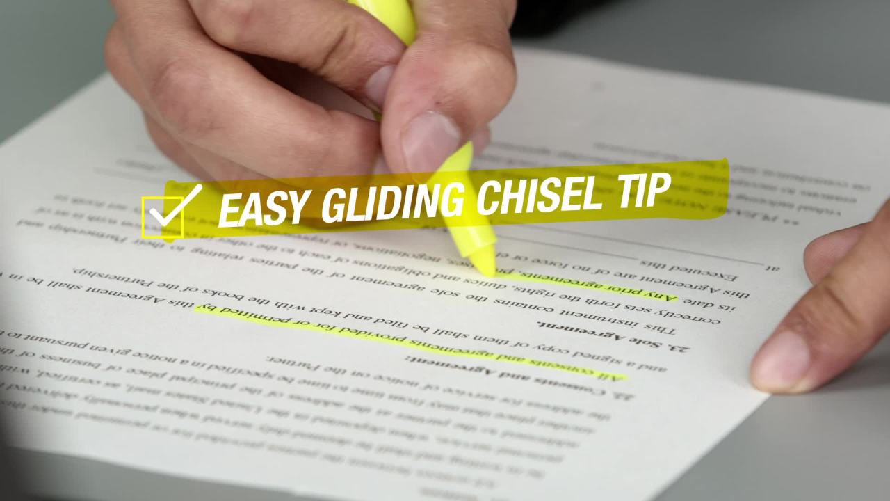 thumbnail video image 2 of Sharpie Tank Style Highlighters, Chisel Tip, Fluorescent Yellow, Box of 36, 2 of 10