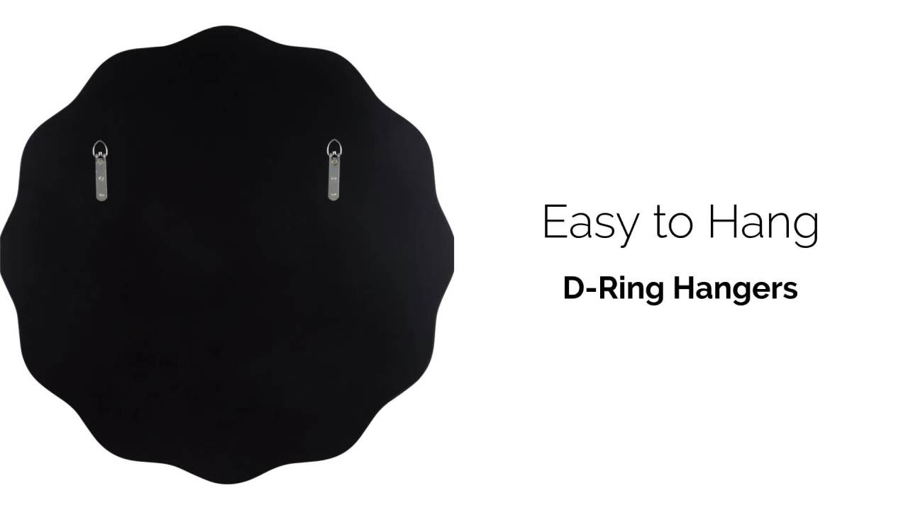 thumbnail video image 2 of Kate and Laurel Viona Modern Scalloped Wall Mirror, 26 Inch Diameter, Gold, Decorative Round Wall Mirror with Unique Rippled Edge and a Glamorous Silver Finish, 2 of 8